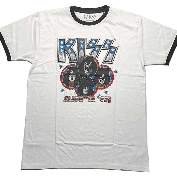 KISS | Official Band Ringer T-Shirt | Alive in '77