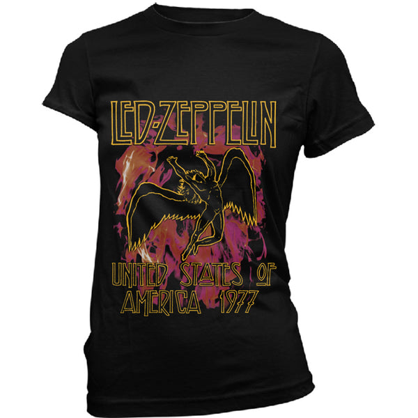 Led Zeppelin Ladies T-Shirt: Flames