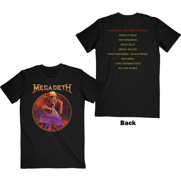 Megadeth | Official Band T-Shirt | Peace Sells… Track list (Back Print)