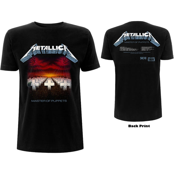 Metallica | Official Band T-Shirt | Master of Puppets Tracks (Back Print)