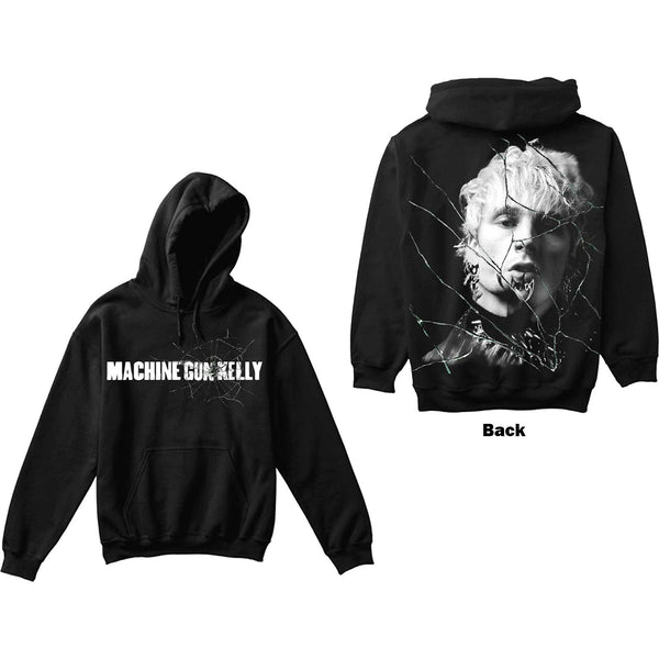 Machine Gun Kelly Unisex Pullover Hoodie: Cracked Glass (Back Print)