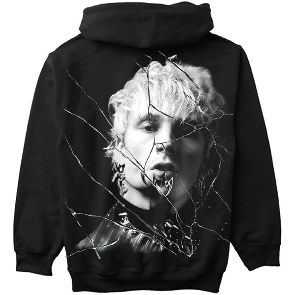 Machine Gun Kelly Unisex Pullover Hoodie: Cracked Glass (Back Print)