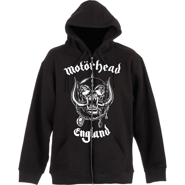 Motorhead Unisex Zipped Hoodie: England (Back Print)