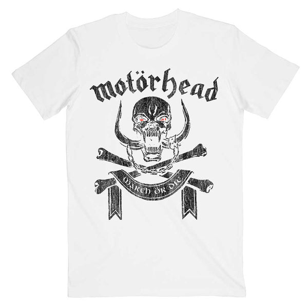 Motorhead | Official Band T-Shirt | March or Die (Back Print) white