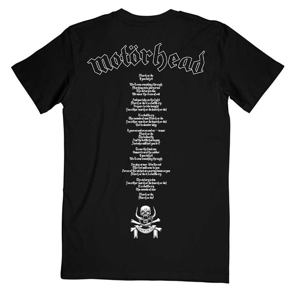 Motorhead | Official Band T-Shirt | March or Die Lyrics (Back Print)