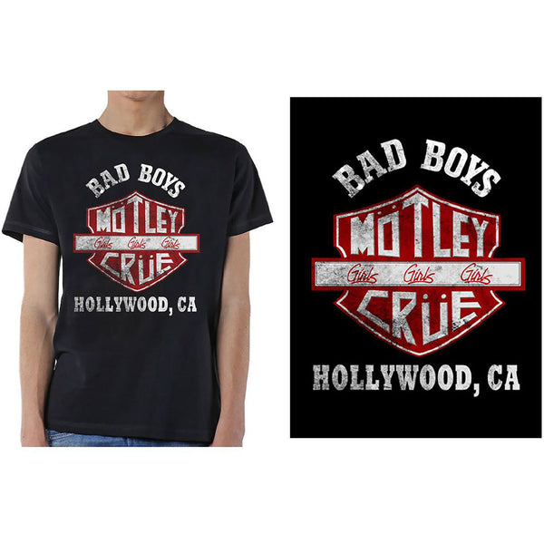 Motley Crue | Official Band T-Shirt | Bad Boys Shield