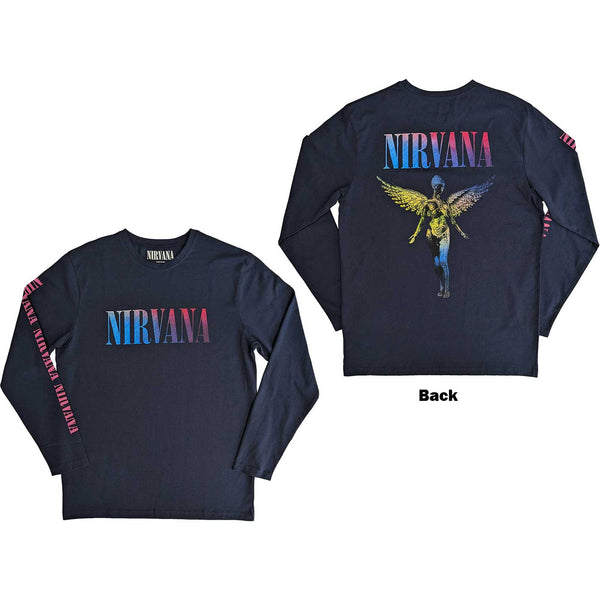 Nirvana Unisex | Official Band Long Sleeve T-Shirt | Angelic Gradient (Back & Sleeve Print)