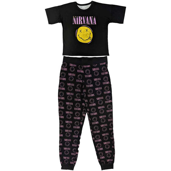 Nirvana | Official Band Ladies Pyjamas | Xerox Smile Pink