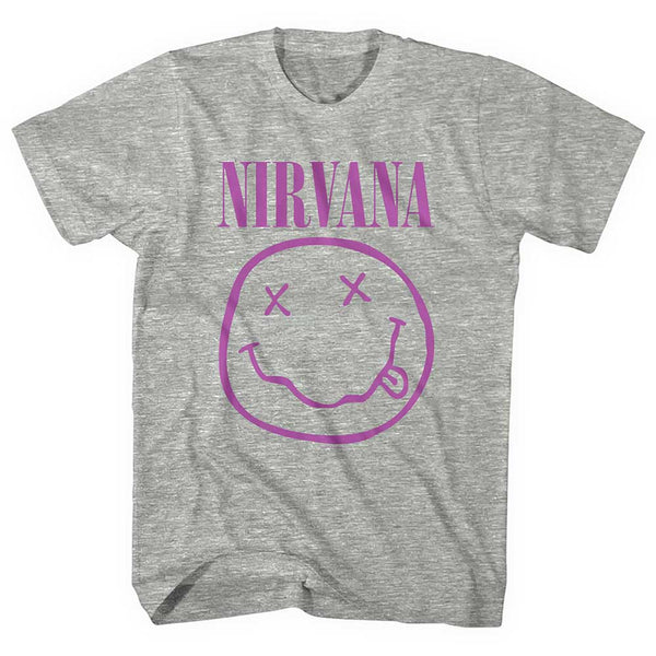 Nirvana | Official Band T-Shirt | Purple Happy Face