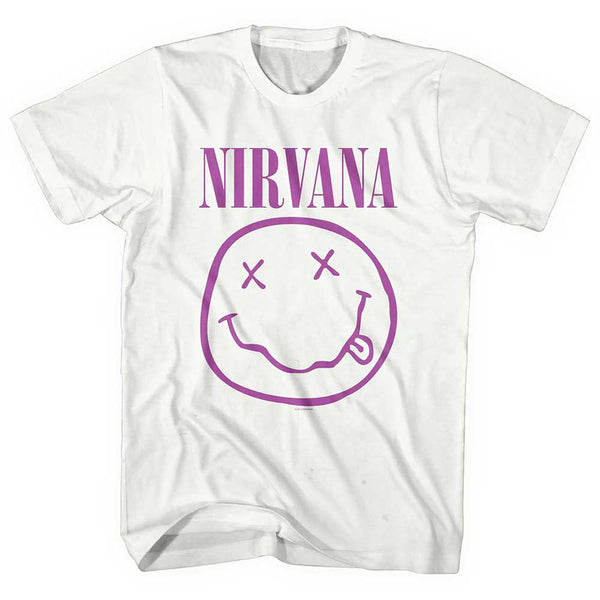 Nirvana | Official Band T-Shirt | Purple Happy Face