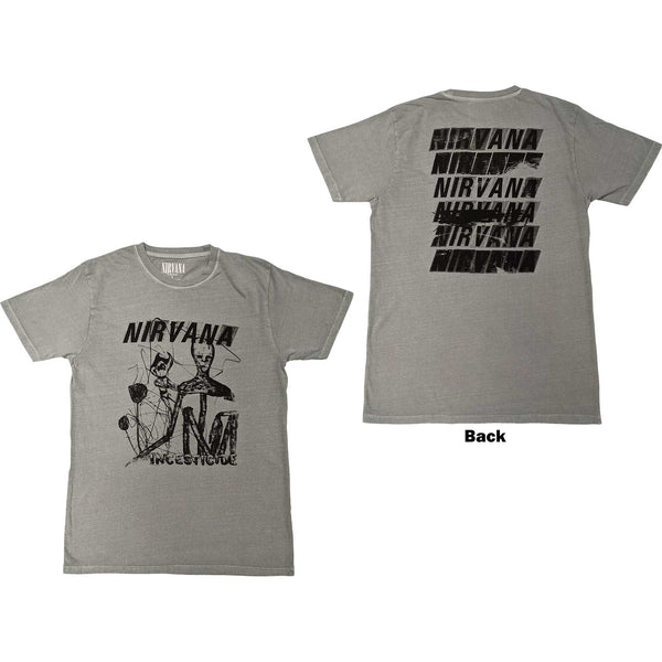 Nirvana | Official Band T-Shirt | Incesticide Stacked Logo (Back Print)