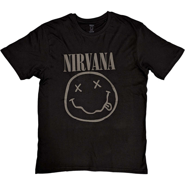 Nirvana Unisex T-Shirt: Black Happy Face (Hi-Build)