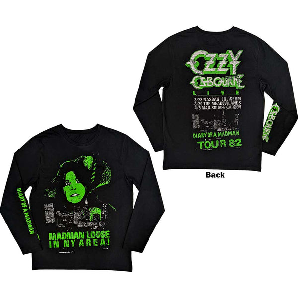 Ozzy Osbourne| Official Band Long Sleeve T-Shirt | Madman Loose (Back & Sleeve Print)