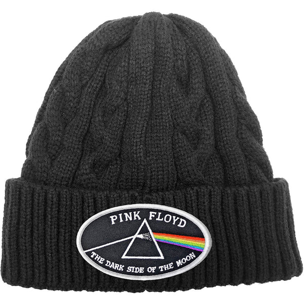 Pink Floyd Unisex Beanie Hat: The Dark Side of the Moon Black Border (Cable Knit)