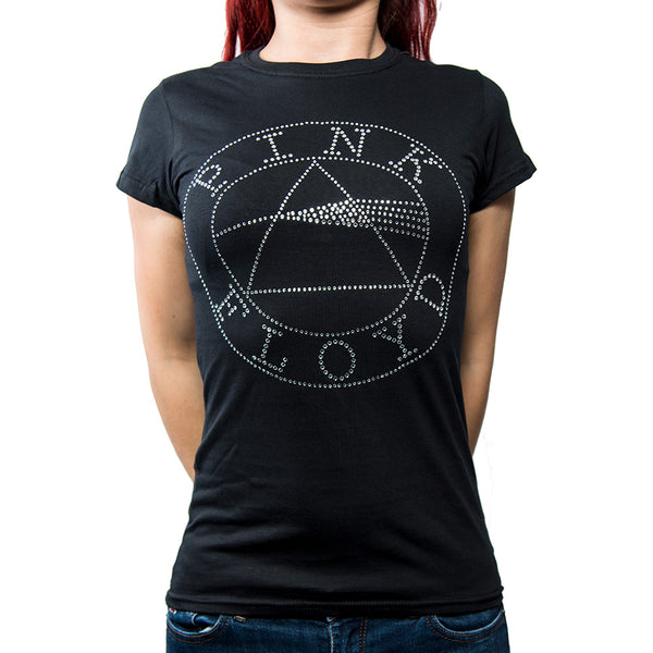 Pink Floyd Ladies Fashion T-Shirt: Circle Logo (Diamante)