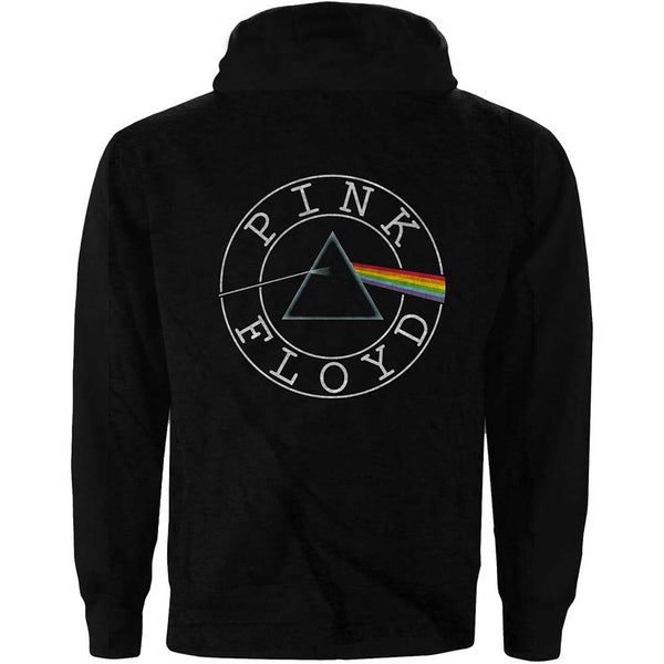 Pink Floyd Unisex Zipped Hoodie: Circle Logo (Back Print)