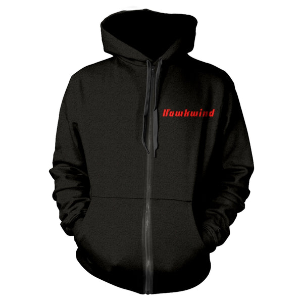 Hawkwind Unisex Zipped Hoodie: Doremi (Gold) (back print)