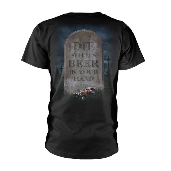 Tankard Unisex T-shirt: Die With A Beer (back print)