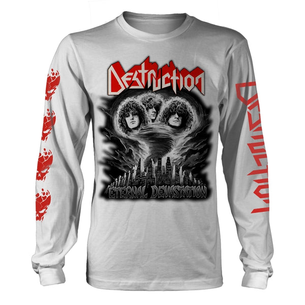 Destruction Unisex Long Sleeved T-shirt: Eternal Devastation (Black & White) (back print)