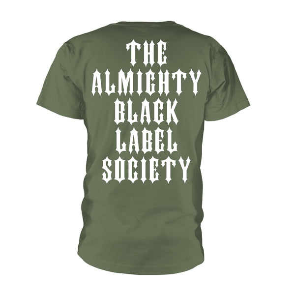 Black Label Society Unisex T-shirt: The Almighty (Olive) (back print)