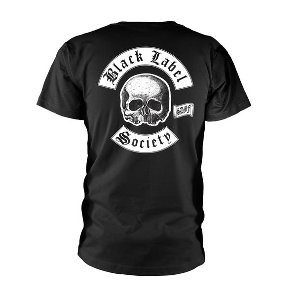 Black Label Society Unisex T-shirt: Skull Logo Pocket (Black) (back print)