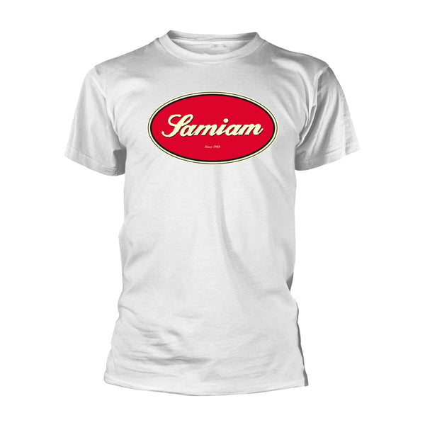 Samiam Unisex T-shirt: Oval Logo - White (Organic Ts)