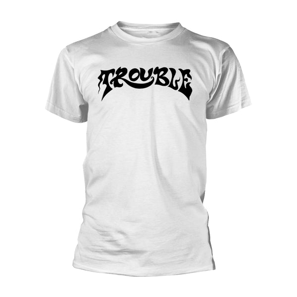 Trouble Unisex T-shirt: Logo 2 (White)