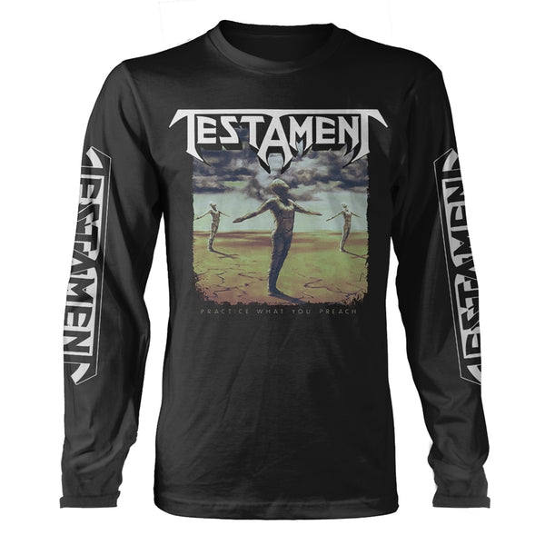 Testament Unisex Long Sleeved T-shirt: Practice What You Preach (back print)