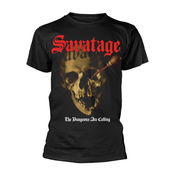 Savatage Unisex T-shirt: The Dungeons Are Calling (back print)