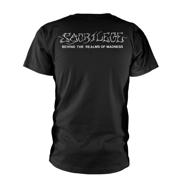 Sacrilege Unisex T-shirt: Behind The Realms Of Madness (Black) (back print)