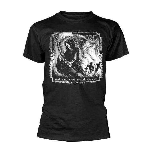 Sacrilege Unisex T-shirt: Behind The Realms Of Madness (Black) (back print)