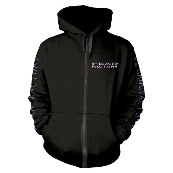 Fear Factory Unisex Zipped Hoodie: Demanufacture Pocket (back print)