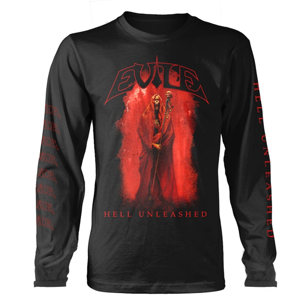 Evile Unisex Long Sleeved T-shirt: Hell Unleashed (Black) (back print)