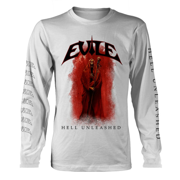 Evile Unisex Long Sleeved T-shirt: Hell Unleashed (White) (back print)