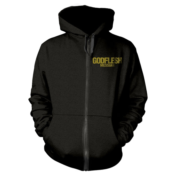 Godflesh Unisex Zipped Hoodie: Messiah (back print)