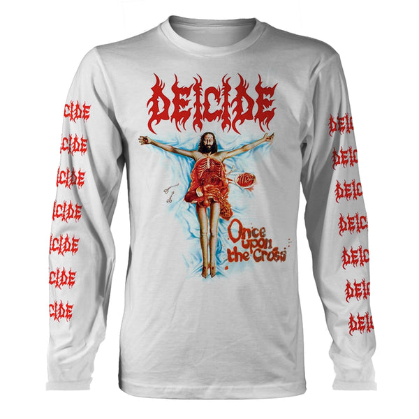 Deicide Unisex Long Sleeved T-shirt: Once Upon The Cross (White)