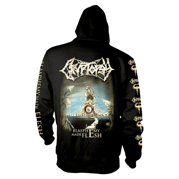 Cryptopsy Unisex Zipped Hoodie: Blasphemy Made Flesh (back print)