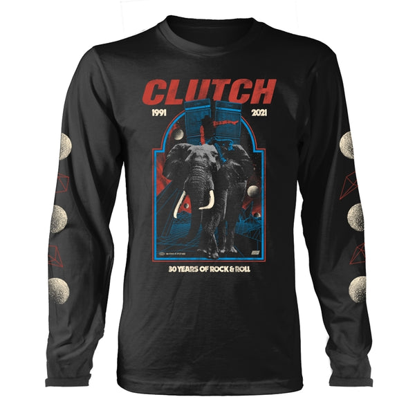 Clutch Unisex Long Sleeved T-shirt: Elephant (Black) (back print)