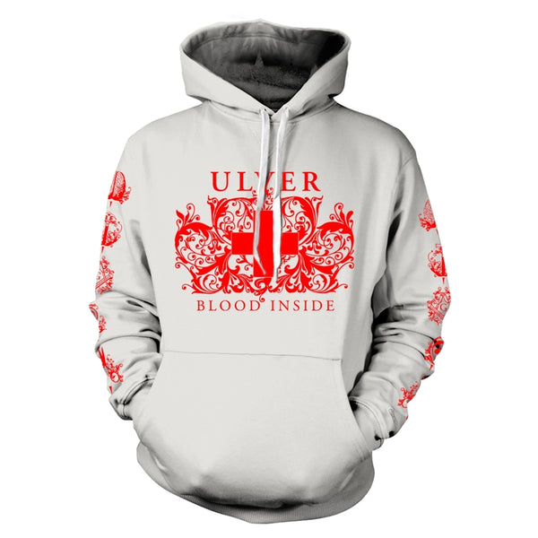 Ulver Unisex Pullover Hoodie: Blood Inside (White) (Back Print)