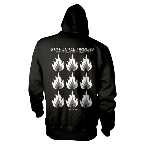 Stiff Little Fingers Unisex Hoodie: Inflammable Material (back print)