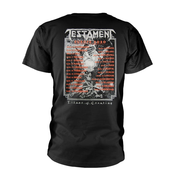 Testament Unisex T-shirt: Titans Of Creation (Grey) Europe 2020 Tour (back print)