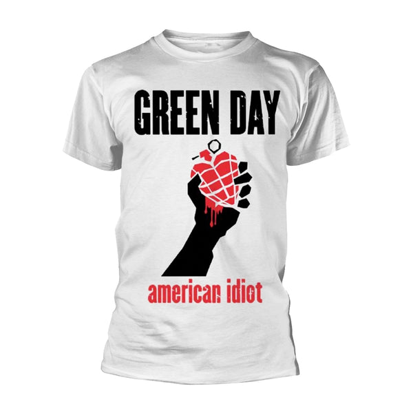 Green Day Unisex T-shirt: American Idiot Heart (White) (back print)