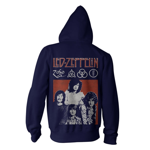 Led Zeppelin Unisex Hooded Top: Photo (back print)