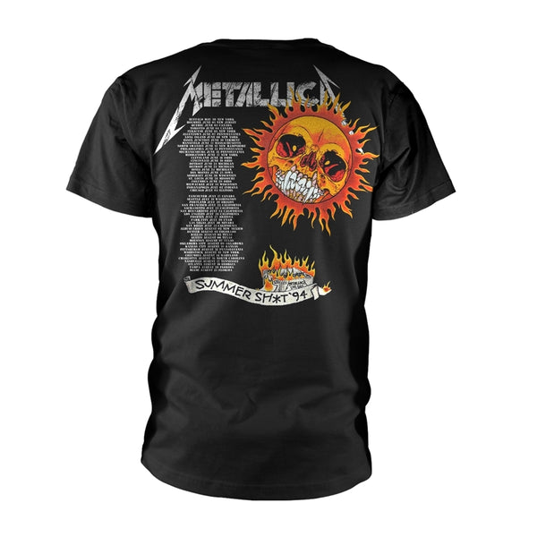 Metallica Unisex T-shirt: Flaming Skull Tour '94 (back print)