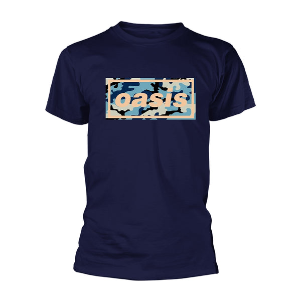 Oasis Unisex T-shirt: Camo Logo (Navy)