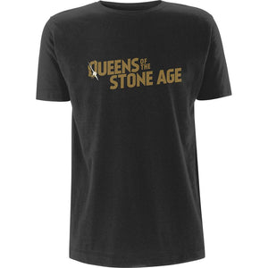 Queens Of The Stone Age Unisex Tee: Metallic Text Logo