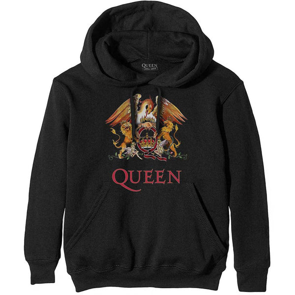 Queen Unisex Pullover Hoodie: Classic Crest (black)