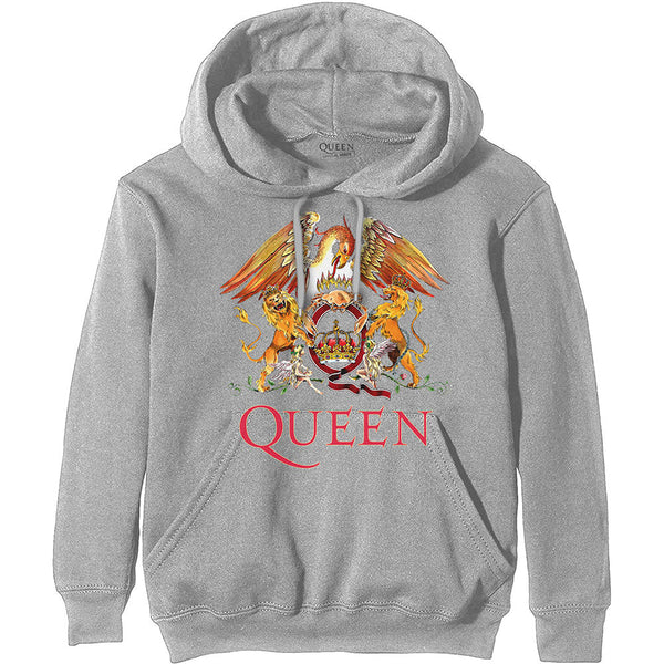 Queen Unisex Pullover Hoodie: Classic Crest (grey)
