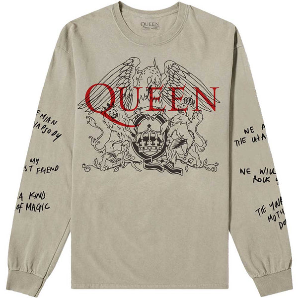 Queen Unisex Long Sleeve T-Shirt: Handwritten (Sleeve Print)
