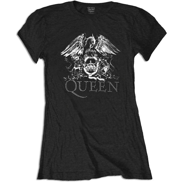 Queen Ladies T-Shirt: Logo (Diamante)